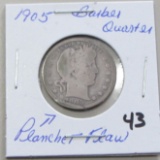 1905 Barber Quarter - Planchet Flaw