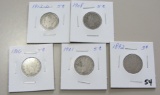 Lot of 5 - 1892, 1901, 1906, 1908 & 1912-D Liberty Nickel