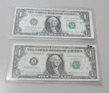 TWO 1988 & 1988A $1 Federal Reserve Star Note