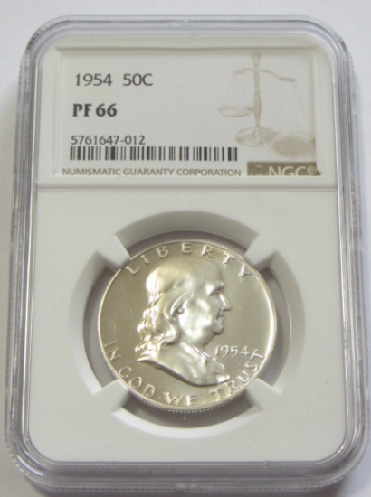 1954 Franklin half proof NGC 66