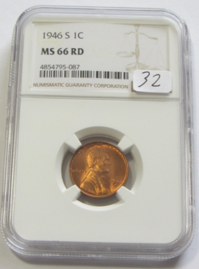 1946 s red NGC 66 wheat cent