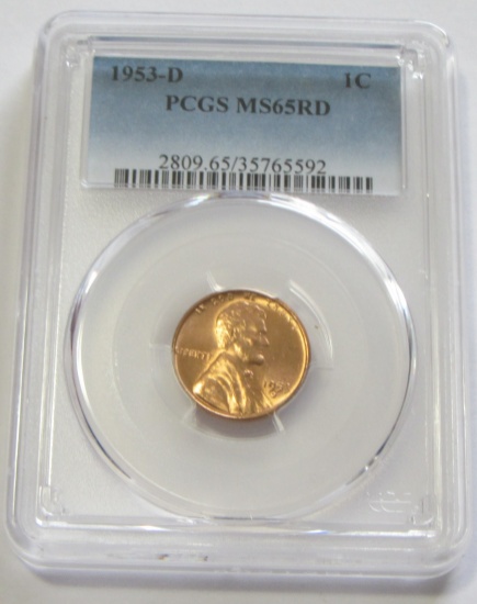 1953 d PCGS gem 65 red wheat cent