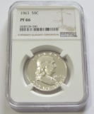 1963 proof Franklin NGC 66