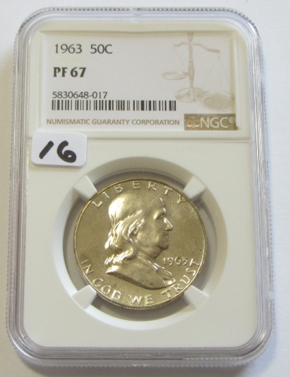 1963 FRANKLIN HALF PROOF NGC 67