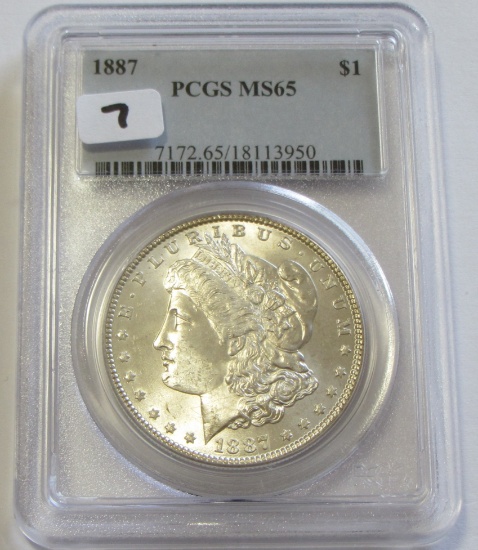 $1 1887 MORGAN GEM MS 65 PCGS