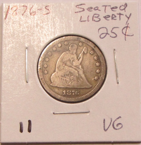 1876-S SEATED QUARTER