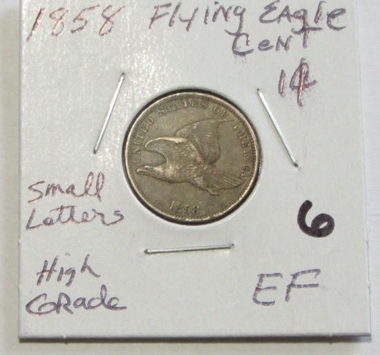 1858 SMALL LETTERS FLYING EAGLE CENT HIGH GRADE