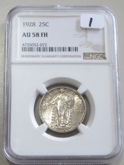 1928 STANDING LIBERTY QUARTER NGC AU 58 FH FULL HEAD THIS COIN IS UNC IMO