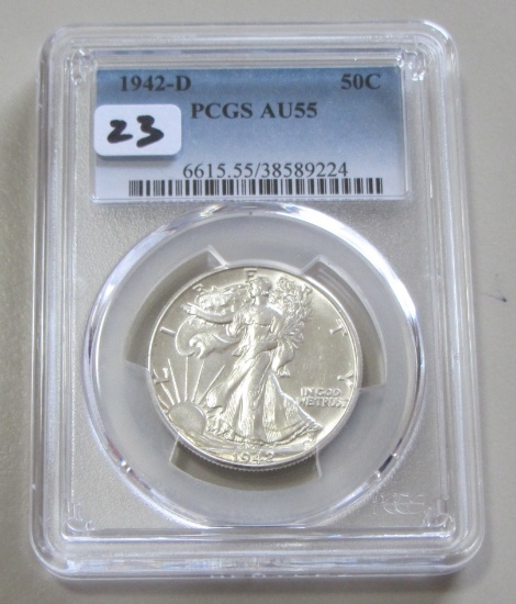 1942-D WALKING LIBERTY HALF PCGS 55