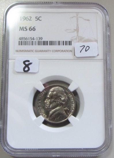 1962 NICKEL NGC 66 GRAY SHEET IS 70