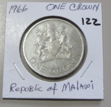 1966 ONE CROWN REPUBLIC OF MALAWI