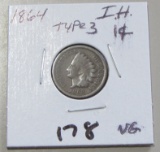 1864 TYPE 3 INDIAN HEAD CENT