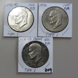 LOT OF 3 1976 D 1976 1976 S TYPE 1 IKES