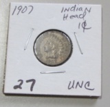 1907 UNC INDIAN HEAD CENT