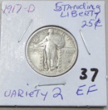 1917 D TYPE 2 EF STANDING LIBERTY QUARTER