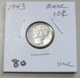 1943 UNC MERCURY DIME
