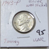 1943 P TONED UNC SILVER WAR NICKEL