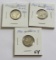 Lot of 3 - 1945, 1945-S and 1945-S Micro S Mercury Dime