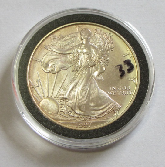 1997 American Silver Eagle Dollar - Toned