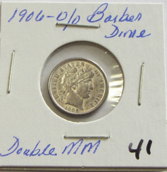 1906-O/O Double MintMark Barber Dime