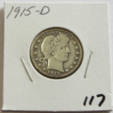 1915-D BARBER QUARTER MID GRADE