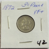 1872 3 Cent Piece VF+