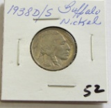 1938D/S D over S Buffalo Nickel