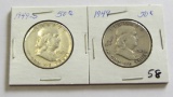 Lot of 2 - 1949 & 1949-S Franklin Half Dollar