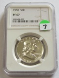 1958 PROOF FRANKLIN HALF NGC 67