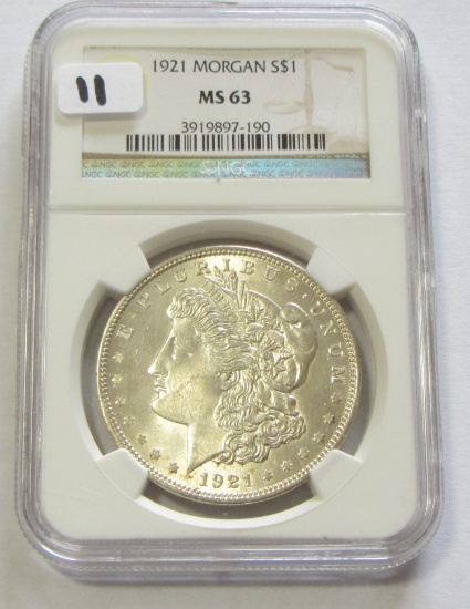 $1 1921 MORGAN NGC 63