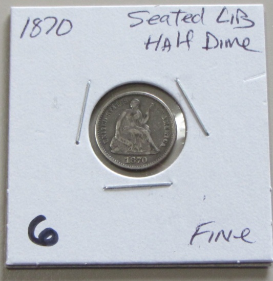 1870 SEATED HALF DIME