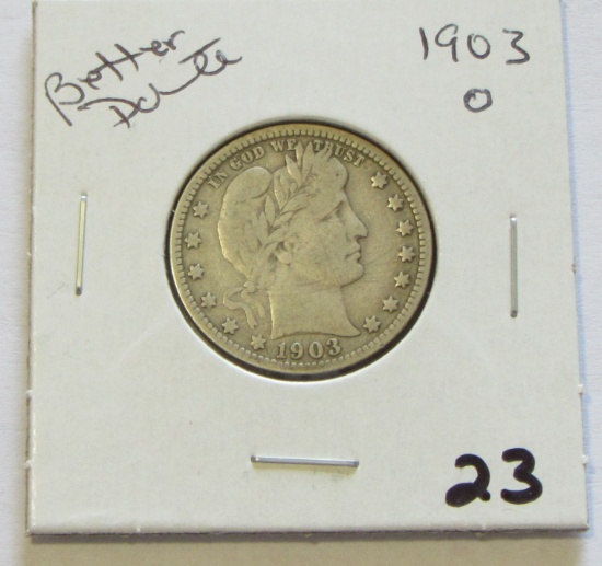 1903-O BARBER QUARTER SOLID MID GRADE