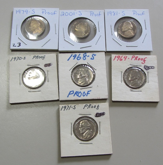 LOT OF PROOF NICKELS 1971-S 1964 70-S 68-S 81-S 01-S 79-S