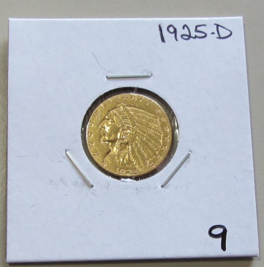 $2.5 1925 GOLD HIGH GRADE INDIAN