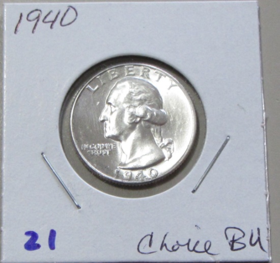 1940 CHOICE BU SILVER QUARTER