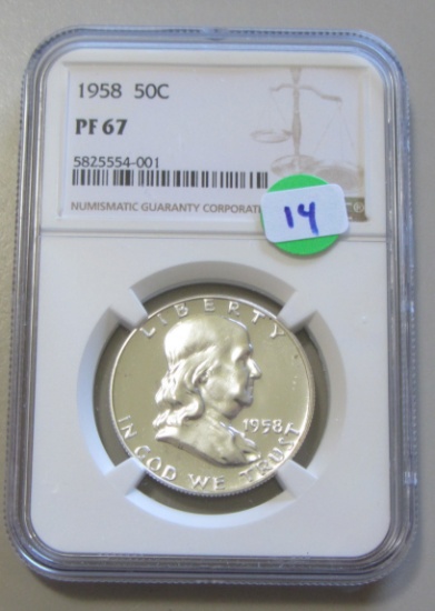 1958 PROOF FRANKLIN NGC 67