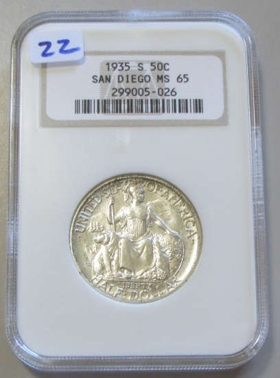 TOUGH 1935-S SAN DIEGO COMMEMORATIVE OLD FAT NGC 65