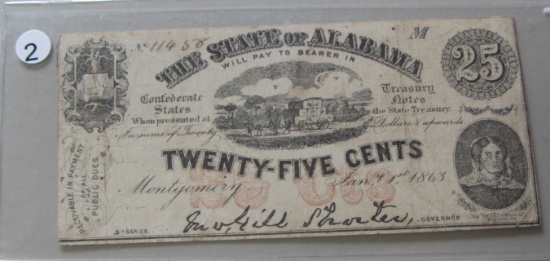 25 CENT ALABAMA LUCY PICKENS 1865