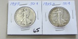 Lot of 2 - 1937 & 1939-D Walking Liberty Half Dollar