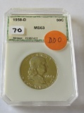 1958-D DDO Franklin Half Dollar PCI MS63