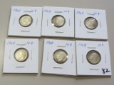 Lot of 6 - 1964 Roosevelt Silver Dime - Toned
