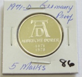 1971-D Germany 5 Silver Marks UNC Proof