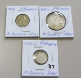 Lot of 3 - Philippines 1944-S 50 Centavos, 1944-D 10 Centavos & 1944 20 Cen