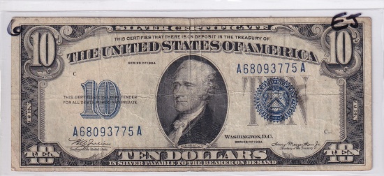 $10 SILVER CERTIFICATE 1934