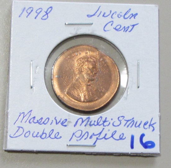 1998 Lincoln Cent - Massive Multi-struck/Double Profile - Rare