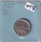 1937-D HIGH GRADE BUFFALO NICKEL