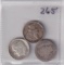 LOT OF 3 SILVER DIMES BARBER MERCURY