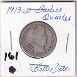 1913 D BARBER QUARTER BETTER DATE