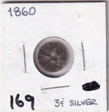 1860 SILVER 3 CENT PIECE