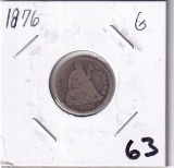 1876 SEATED DIME